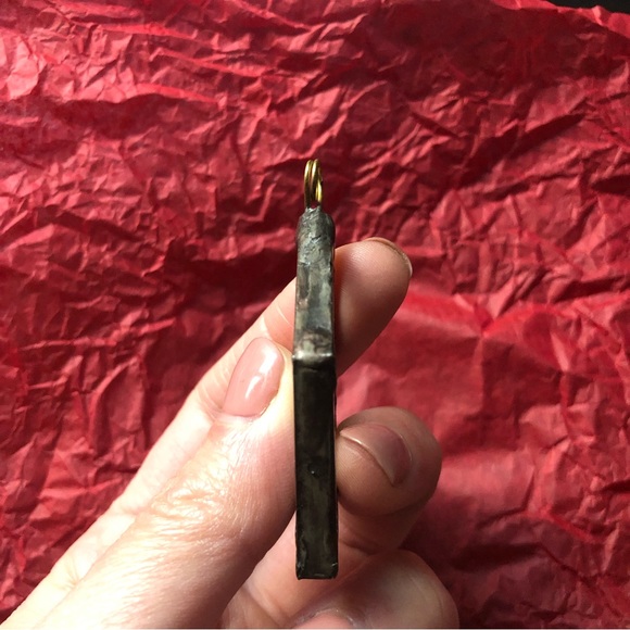 Raw Metal & Glass Casing Dried Flower Pendant - OOAK - Picture 4 of 6